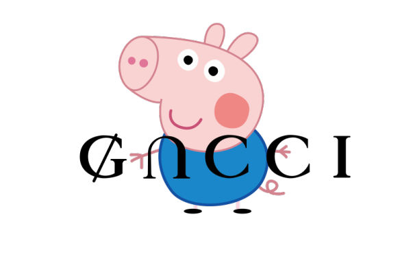 卡通动漫爆款小猪佩奇字母潮牌印花图案服装裁片T恤卫衣烫图印花花型素材