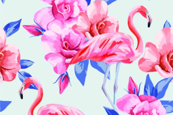 植物叶子花朵火烈鸟印花图案服装纺织数码印花花型素材