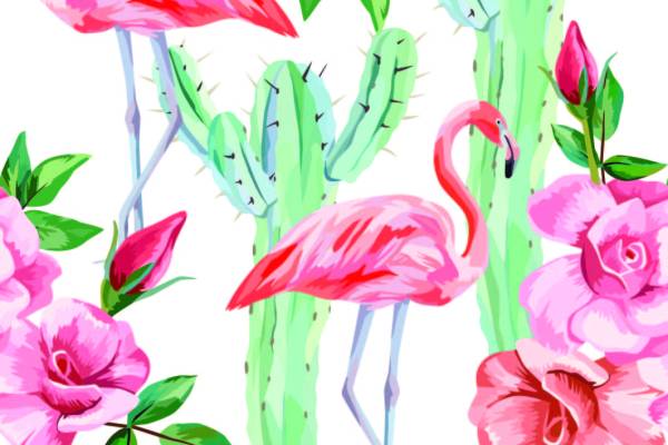 植物叶子花朵火烈鸟印花图案服装纺织数码印花花型素材