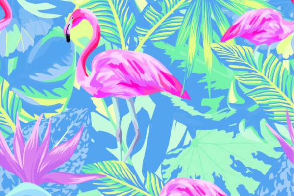 植物叶子花朵火烈鸟印花图案服装纺织数码印花花型素材