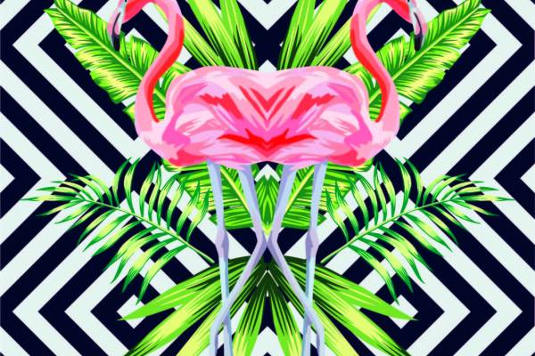 植物叶子花朵火烈鸟印花图案服装纺织数码印花花型素材