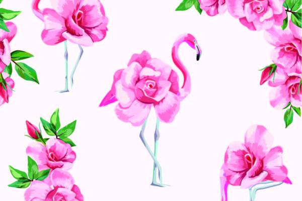 植物叶子花朵火烈鸟印花图案服装纺织数码印花花型素材