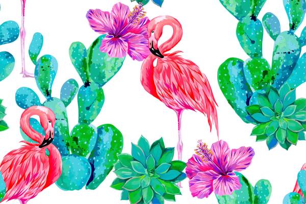 植物叶子花朵火烈鸟印花图案服装纺织数码印花花型素材