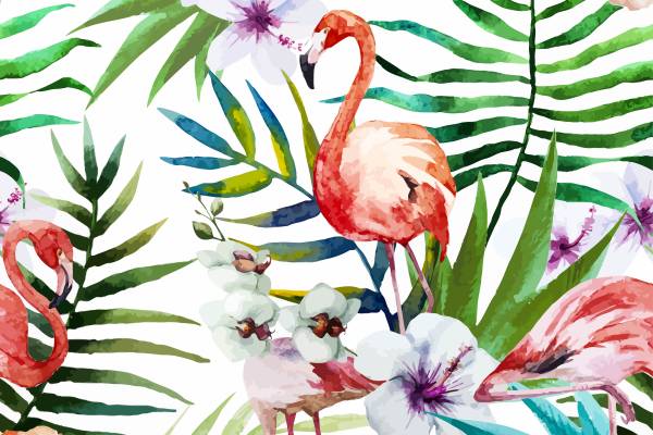 植物叶子花朵火烈鸟印花图案服装纺织数码印花花型素材