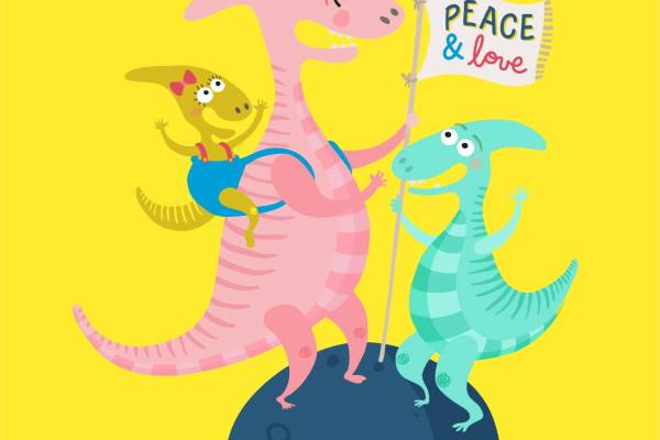 卡通动物恐龙字母印花服装裁片T恤卫衣烫图印花花型素材