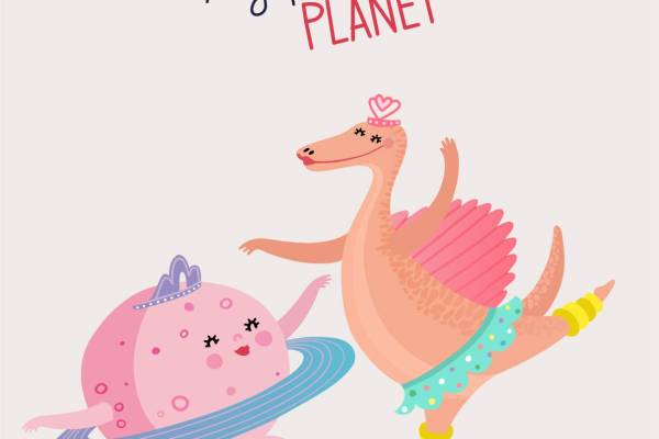 卡通动物恐龙字母印花服装裁片T恤卫衣烫图印花花型素材