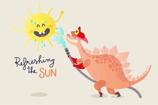 卡通动物恐龙字母印花服装裁片T恤卫衣烫图印花花型素材