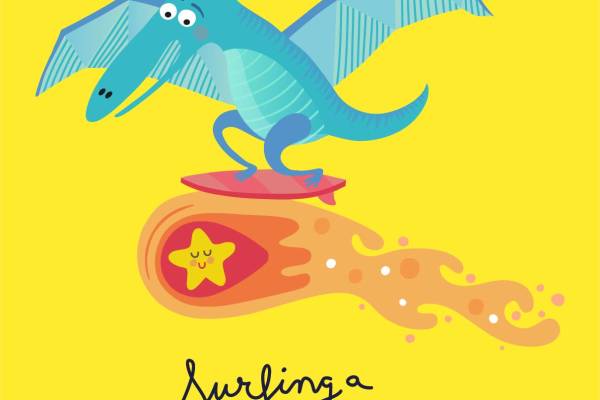 卡通动物恐龙字母印花服装裁片T恤卫衣烫图印花花型素材