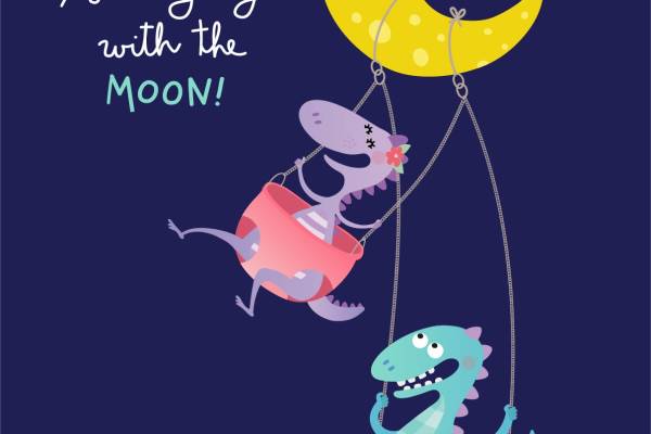 卡通动物恐龙字母印花服装裁片T恤卫衣烫图印花花型素材