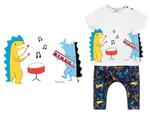 卡通动物音乐印花图案服装裁片T恤卫衣烫图印花花型素材