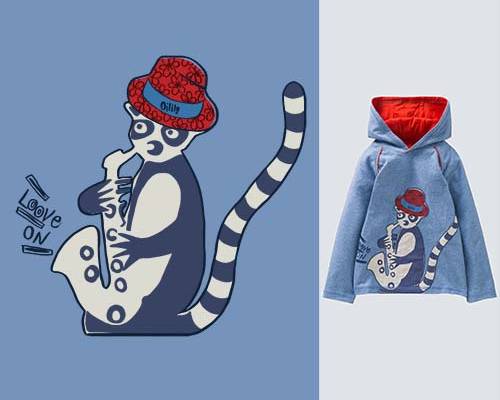 卡通动物字母印花图案服装裁片T恤卫衣烫图印花花型素材