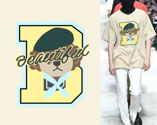 字母B动物小狗印花图案服装裁片T恤卫衣烫图印花花型素材