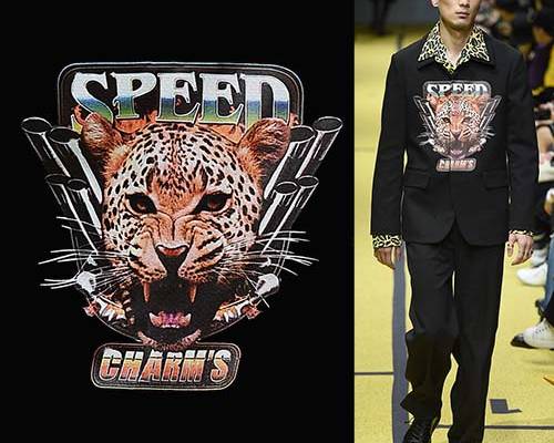 豹子字母潮牌印花图案服装裁片T恤卫衣烫图印花花型素材