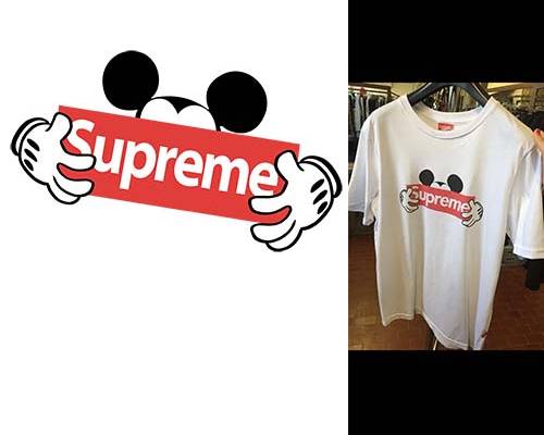 潮牌Supreme米奇印花图案服装裁片T恤卫衣烫图印花花型素材