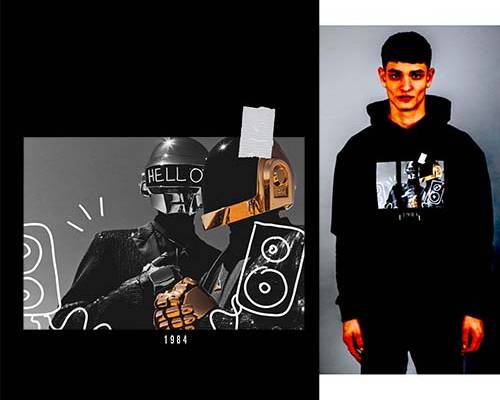 人物朋克风字母印花图案服装裁片T恤卫衣烫图印花花型素材