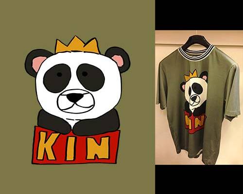 卡通熊猫字母潮牌印花图案服装裁片T恤卫衣烫图印花花型素材