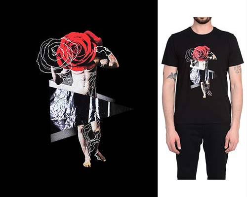 玫瑰花几何印花图案服装裁片T恤卫衣烫图印花花型素材