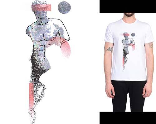 大卫雕像印花图案服装裁片T恤卫衣烫图印花花型素材