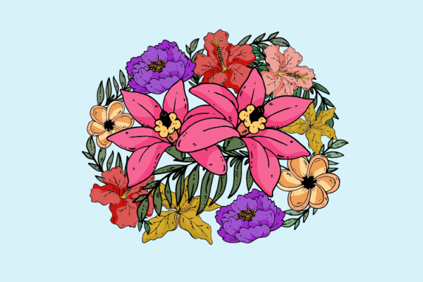 植物花朵印花图案服装裁片T恤卫衣烫图印花花型素材