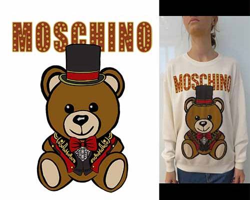 MOSCHINO熊字母潮牌印花图案服装裁片T恤卫衣烫图印花花型素材