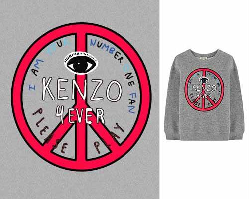 潮牌字母KENZO印花图案服装裁片T恤卫衣印花花型素材