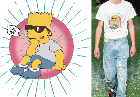 辛普森字母印花图案服装裁片T恤卫衣烫图印花花型素材