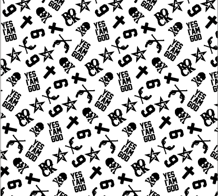 骷髅头字母数字印花图案服装纺织数码印花花型素材