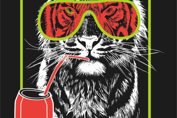 动物老虎图案潮牌印花服装裁片T恤卫衣烫图印花花型素材