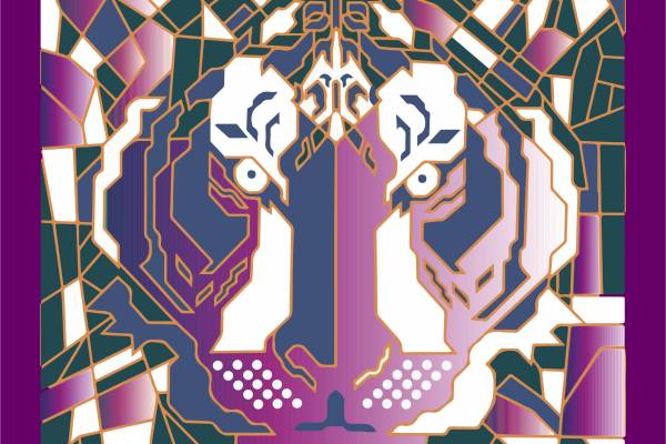 几何图案拼接动物老虎图案服装裁片T恤卫衣烫图印花花型素材