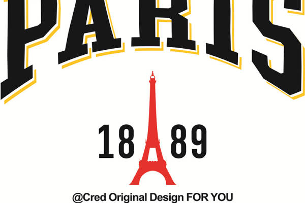 PARIS巴黎铁塔潮牌印花图案服装裁片T恤卫衣印花花型素材