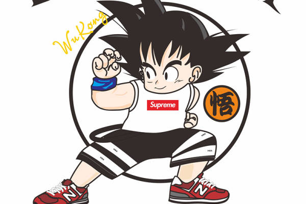 卡通动漫悟空字母潮牌印花图案服装裁片T恤卫衣烫图印花花型素材