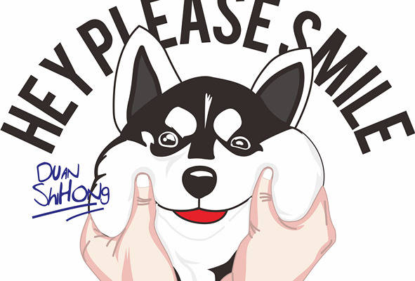 卡通动物二哈印花图案服装裁片T恤卫衣烫图印花花型素材