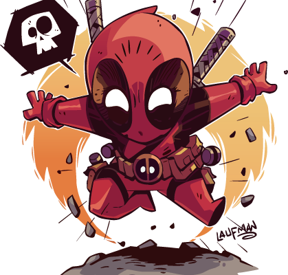 卡通动漫死侍印花图案服装裁片T恤卫衣烫图印花花型素材