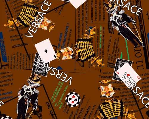 字母图案扑克牌狐狸印花服装纺织数码印花花型素材