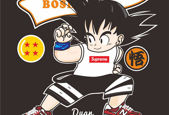 卡通动漫七龙珠悟空潮牌印花图案服装裁片T恤卫衣烫图印花花型素材