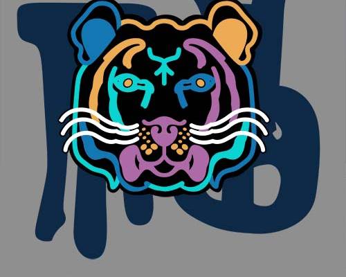 卡通老虎印花图案服装裁片T恤卫衣烫图印花花型素材