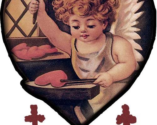 卡通爱心天使印花图案服装裁片T恤烫图印花花型素材