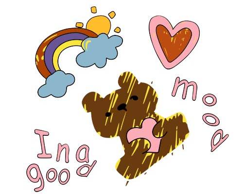 卡通熊彩虹字母印花图案服装裁片T恤卫衣烫图印花花型素材