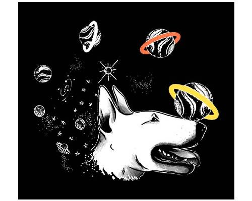 卡通动物牛头梗天体印花图案服装裁片T恤卫衣烫图印花花型素材