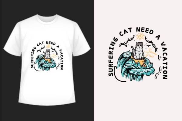 卡通猫咪字母印花图案服装裁片T恤卫衣烫图印花花型素材