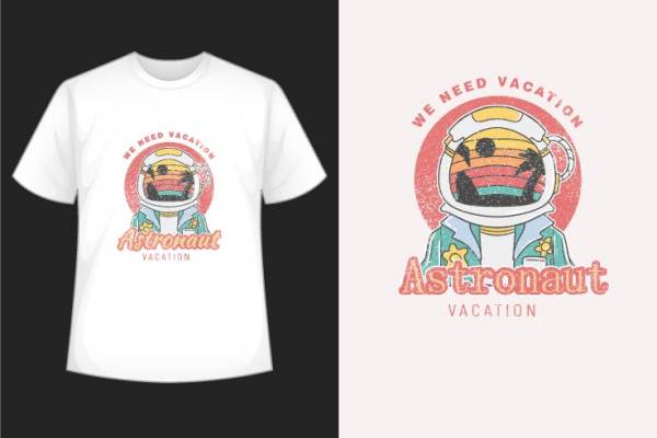 字母太空人印花图案服装裁片T恤卫衣烫图印花花型素材