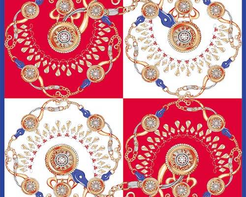 几何珠宝丝巾印花图案