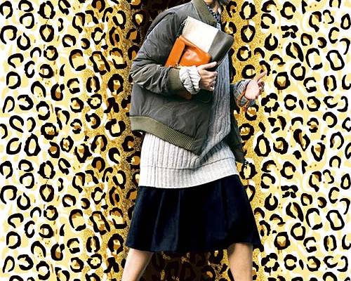 豹纹背景美女印花图案服装裁片T恤卫衣烫图印花花型素材