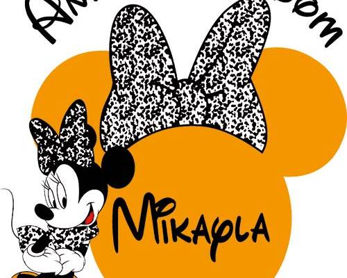 迪士尼卡通米妮字母印花图案服装裁片T恤卫衣烫图印花花型素材