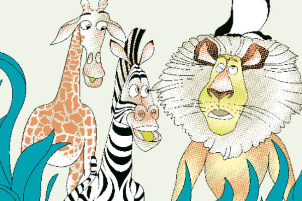 卡通动物狮子王企鹅长颈鹿斑马印花图案服装纺织水印数码印花金昌素材