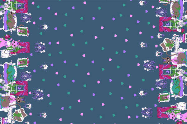 卡通动物猫咪爱心印花图案服装纺织水印数码印花金昌素材