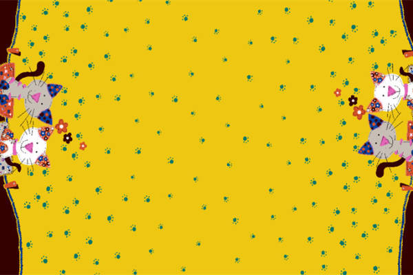 卡通动物猫咪脚印印花图案服装纺织数码印花花型金昌素材