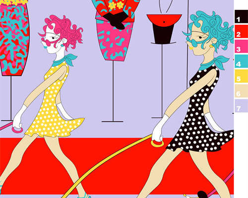 卡通女士人物印花图案服装纺织水印数码印花花型金昌素材