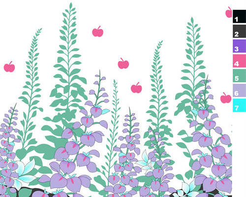 植物花朵叶子苹果印花图案服装纺织水印数码印花金昌花型素材