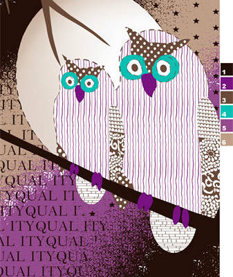 猫头鹰印花图案服装纺织水印数码印花金昌花型素材